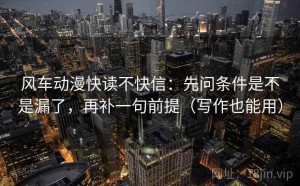 风车动漫快读不快信：先问条件是不是漏了，再补一句前提（写作也能用）