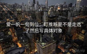 爱一帆一句到位：盯推断是不是走远了然后写具体对象