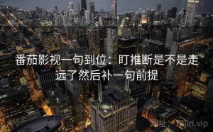 番茄影视一句到位：盯推断是不是走远了然后补一句前提