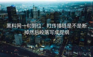 黑料网一句到位：盯传播链是不是断掉然后段落写成提纲